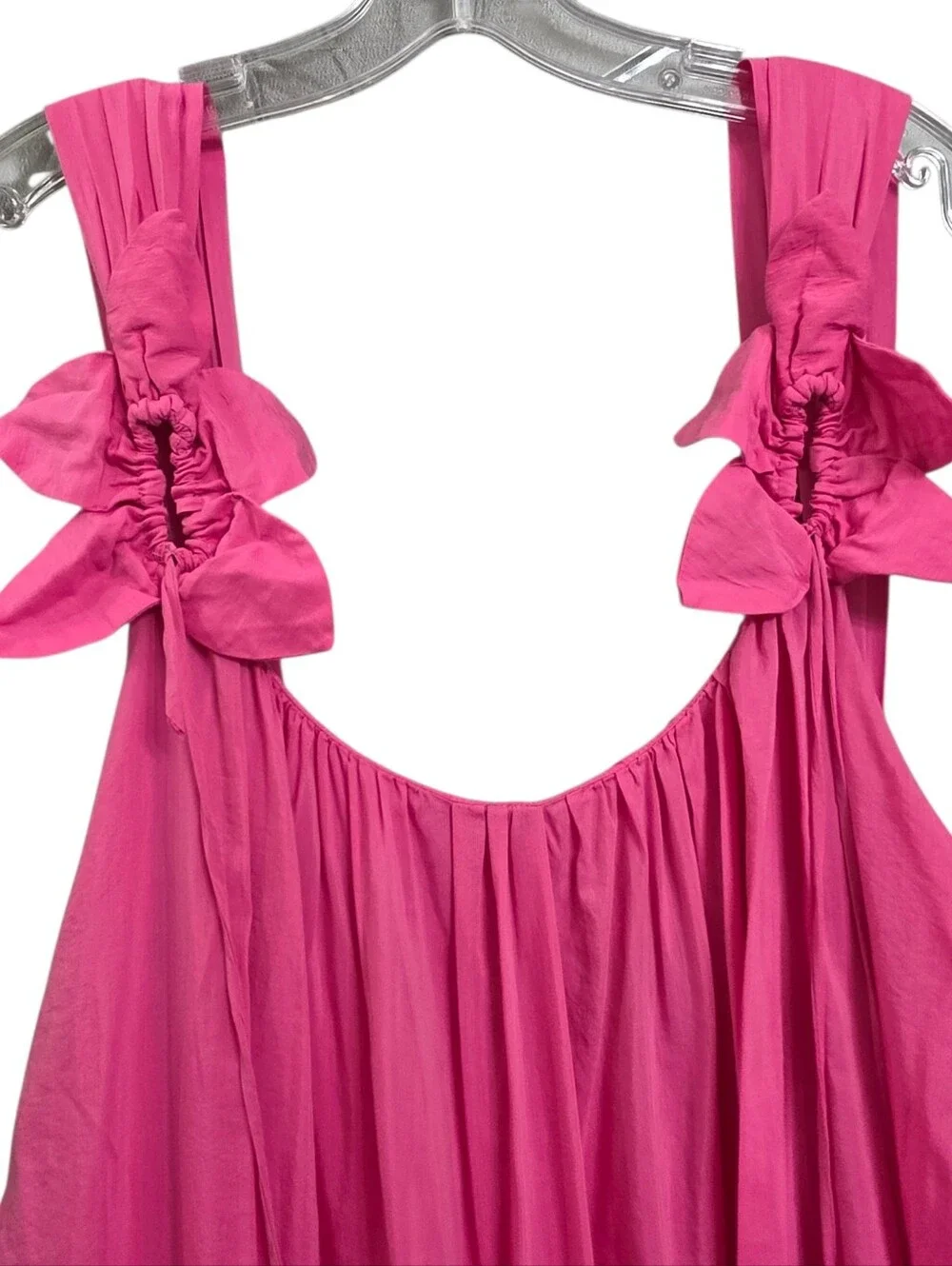 Farm Rio Hot Pink Resortwear Tassles Floral Straps Low Back Flowy Maxi Dress - Picture 7 of 16